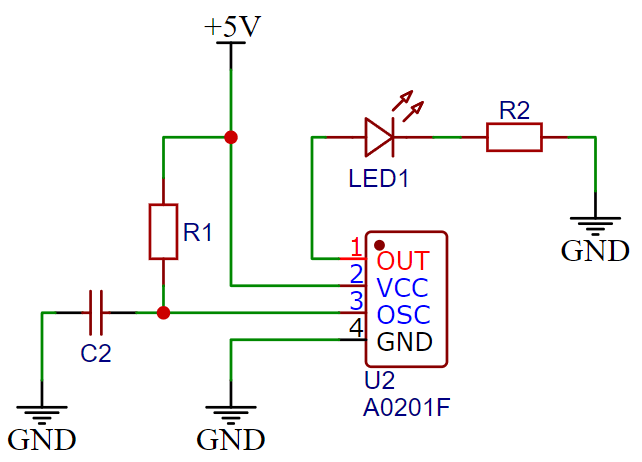 Schaltplan mit A0201F auf dem Breadboard